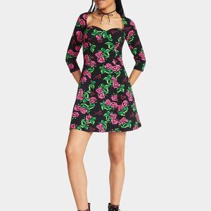 Betsey Johnson "80th Bash" - Corset Raglan Skater Dress - Roses - Large